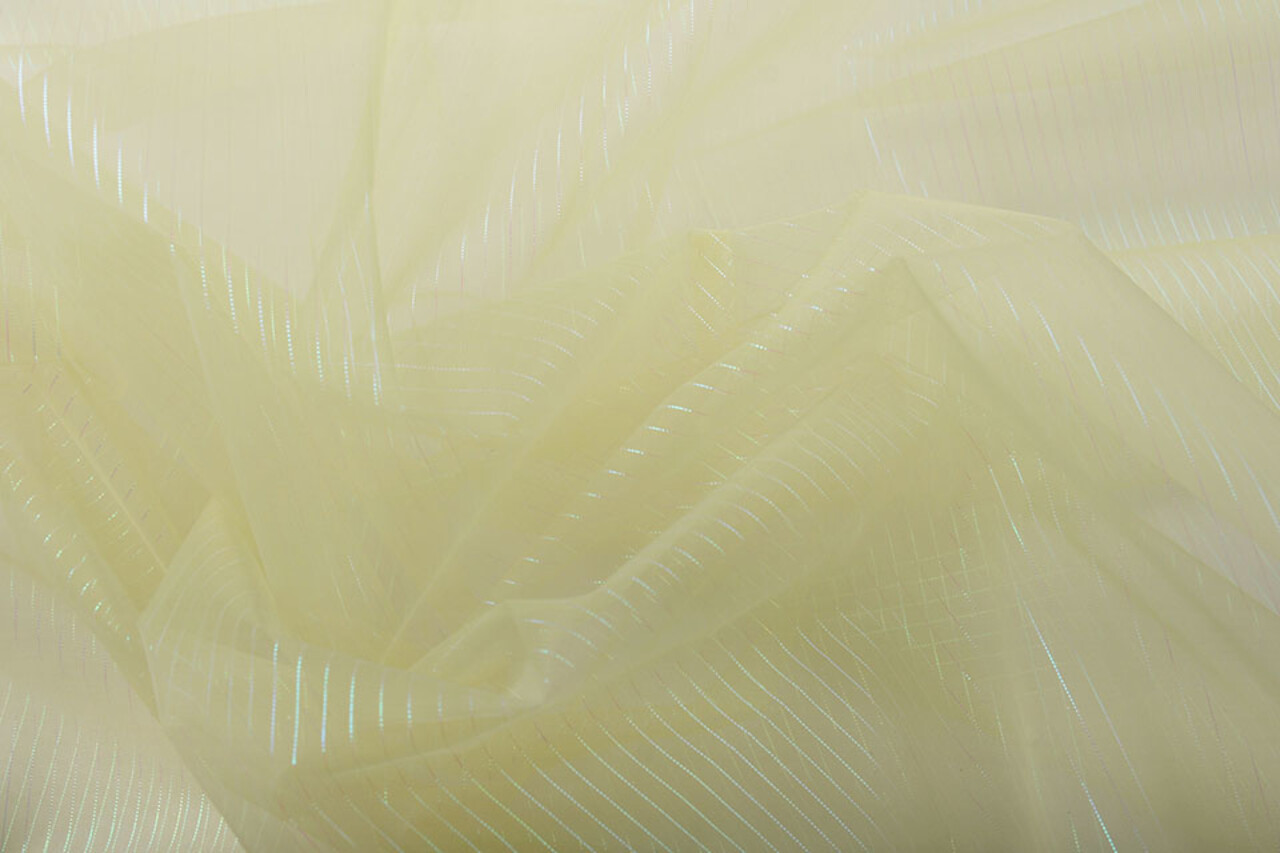 Organza Bedrukt Strepen Licht Goud