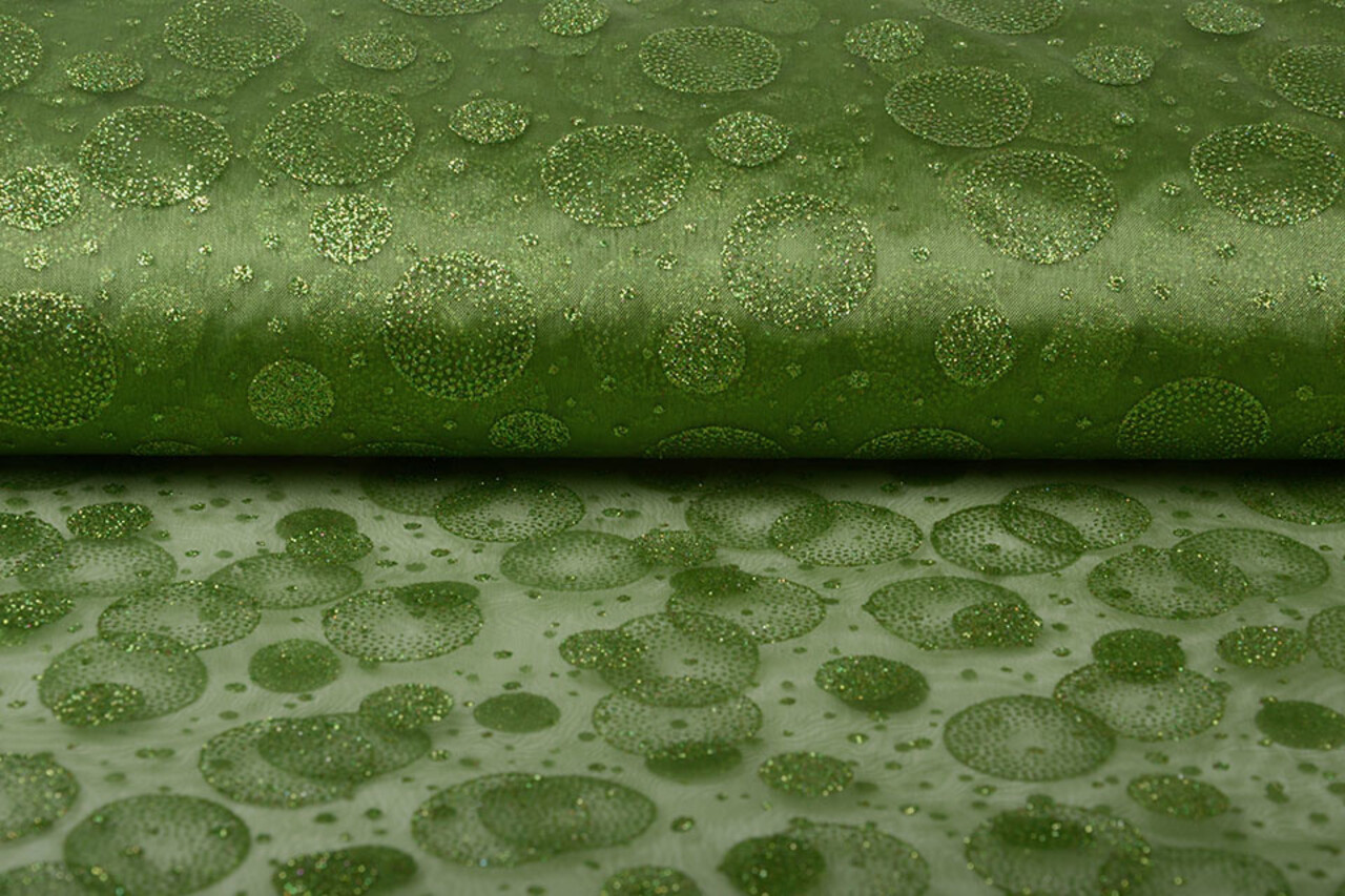 Organza Bedrukt Stippen Groen