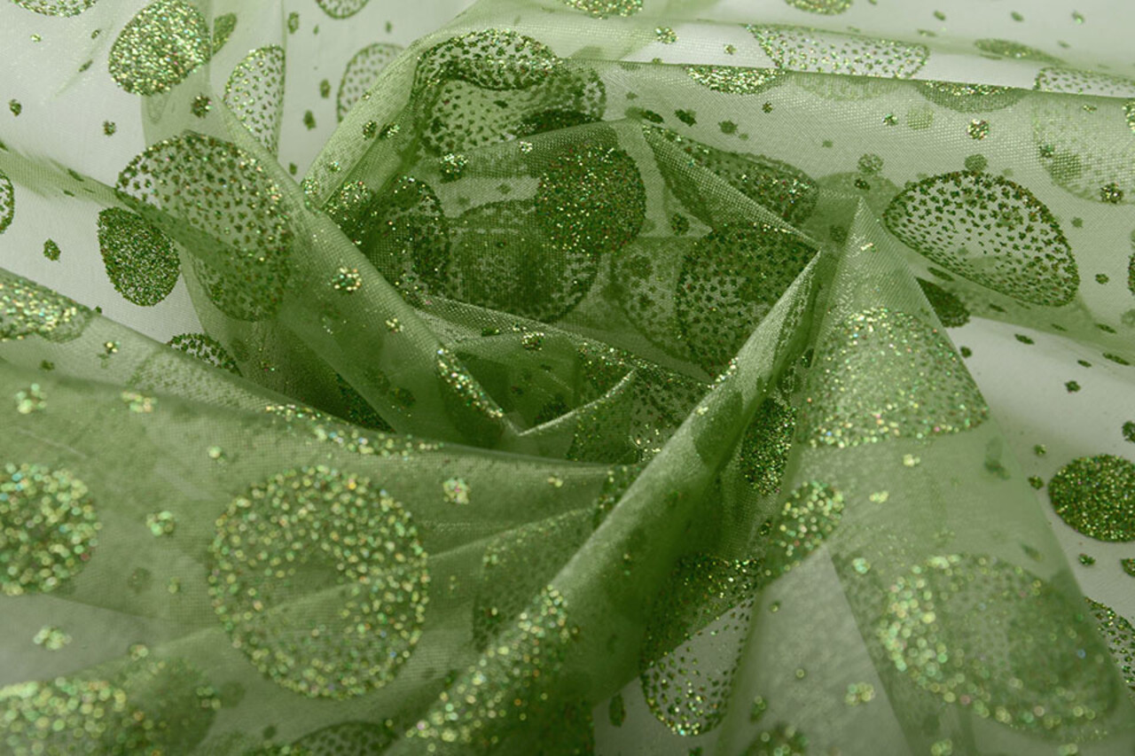 Organza Stampato Pois Verde Organza Stampato Pois Verde