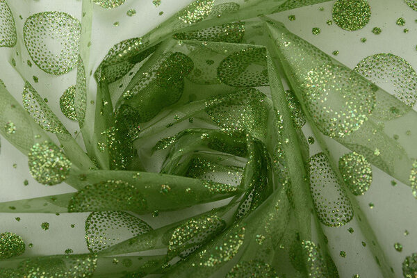 Organza Bedrukt Stippen Groen