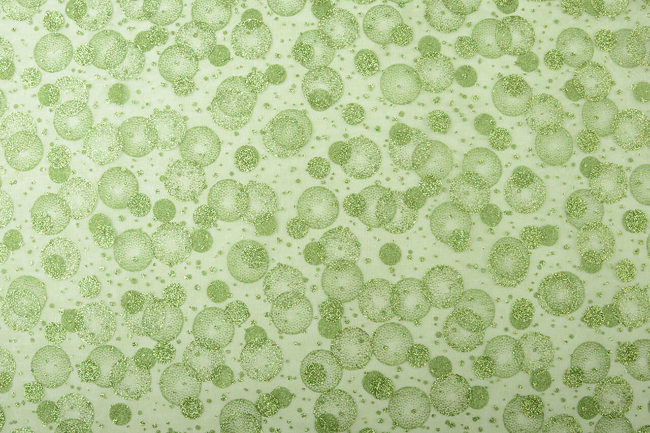 Organza Bedrukt Stippen Groen