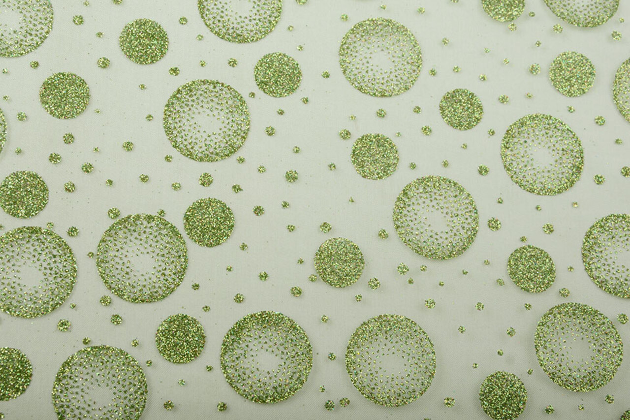 Organza Printed Dots Green