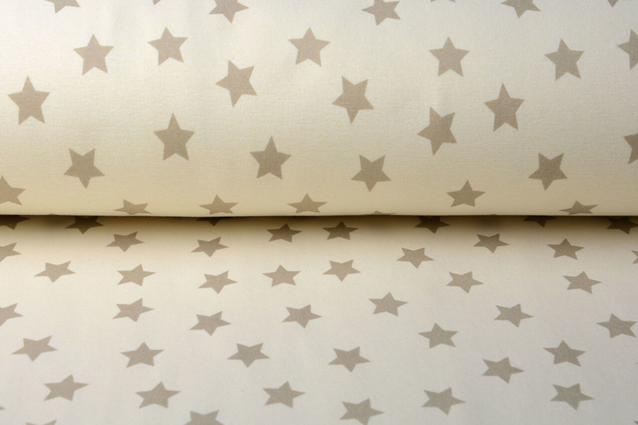 Sweatstoff Alpenfleece Kleiner Stern Creme Taupe