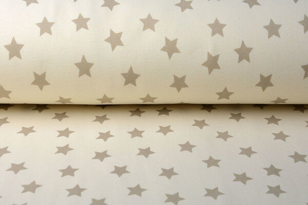 Sweatstoff Alpenfleece Kleiner Stern Creme Taupe