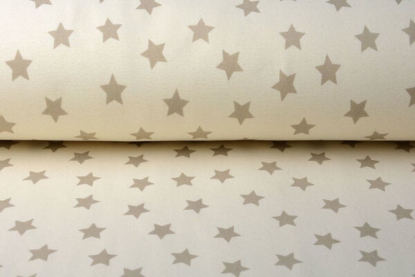 Tejido de Sudadera de Polar Alpino Pequeñas Estrella Crema Topo Tejido de Sudadera de Polar Alpino Pequeñas Estrella Crema Topo