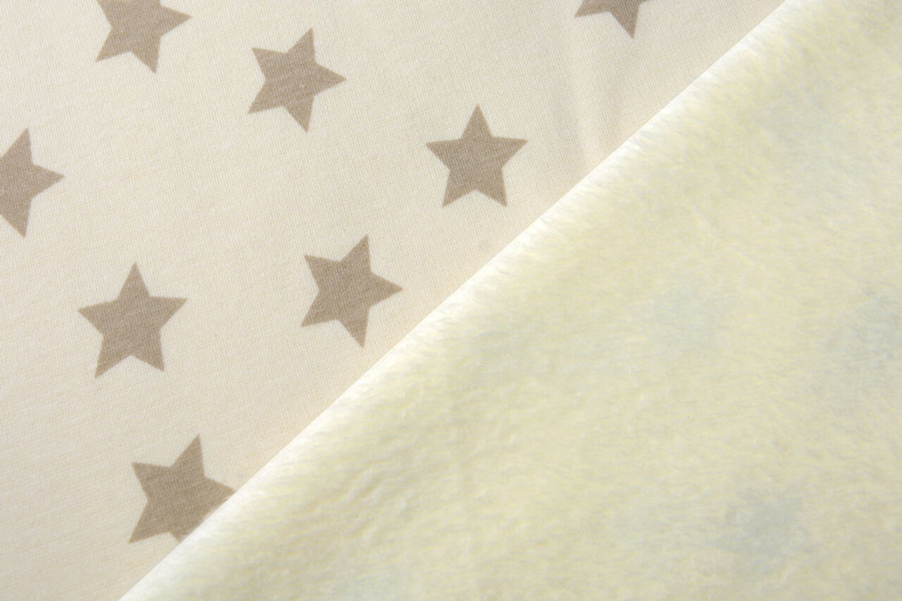 Sweatstoff Alpenfleece Kleiner Stern Creme Taupe