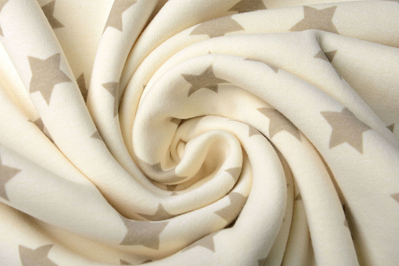 Sweatstoff Alpenfleece Kleiner Stern Creme Taupe