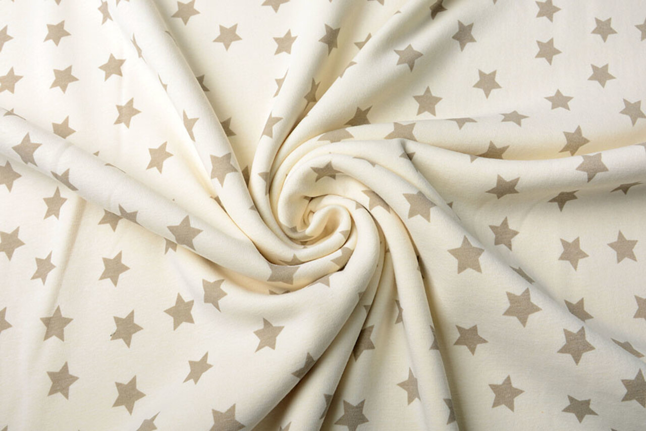 Sweatstoff Alpenfleece Kleiner Stern Creme Taupe