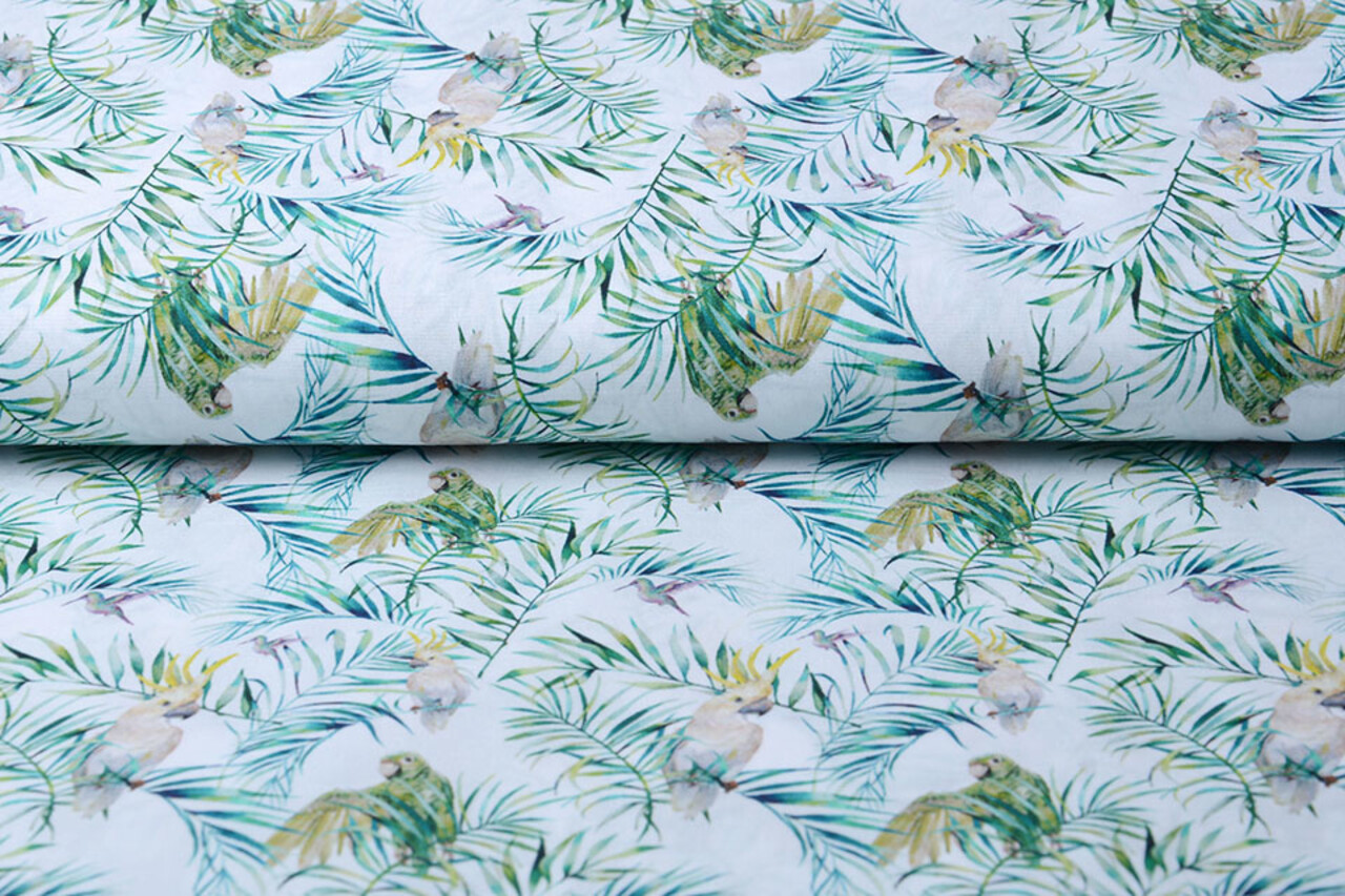 100% Digital Cotton Parrots Hummingbird