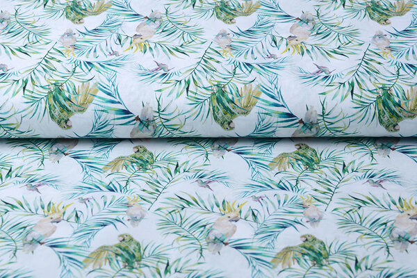 100% Digital Cotton Parrots Hummingbird