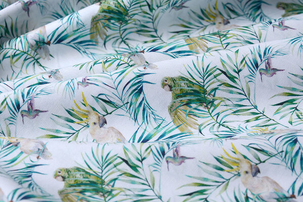 100% Digital Cotton Parrots Hummingbird