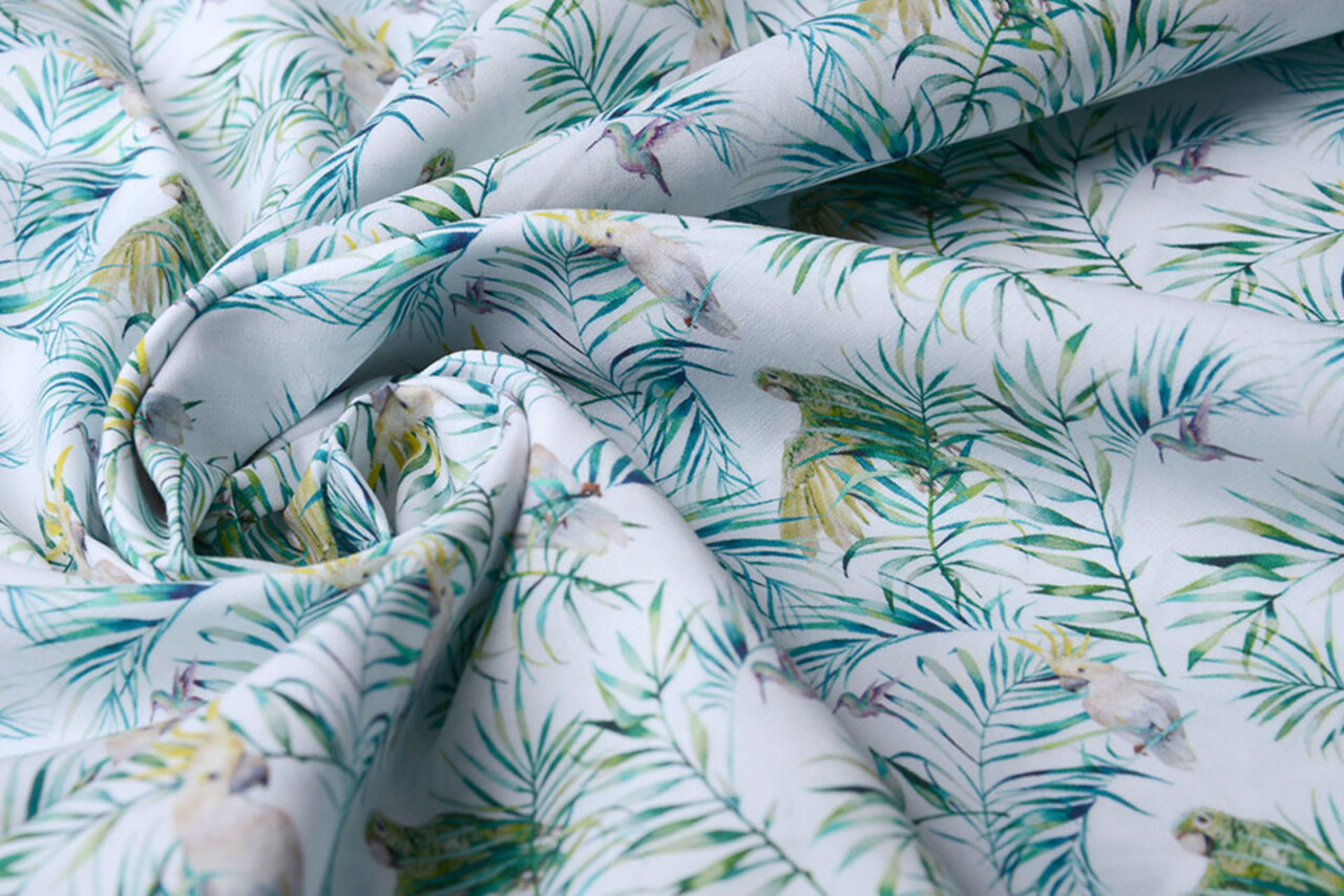 100% Digital Cotton Parrots Hummingbird