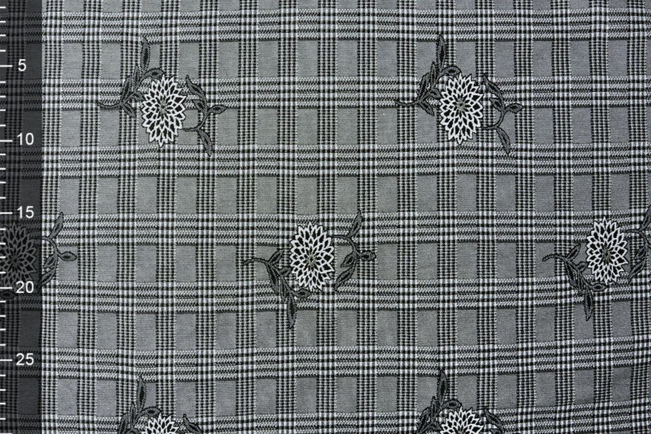 Viscose Stretch Bengaline Bloem Ruit