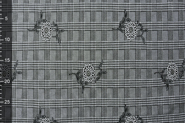 Viscose Stretch Bengaline Bloem Ruit