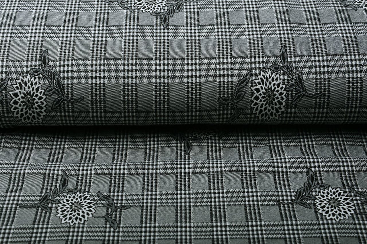 Viscose Stretch Bengaline Fleur Carreaux Viscose Stretch Bengaline Fleur Carreaux