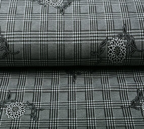 Viscose Stretch Bengaline Bloem Ruit Viscose Stretch Bengaline Bloem Ruit