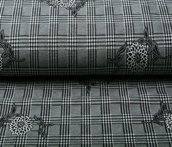 Viscose Stretch Bengaline Flower Checks