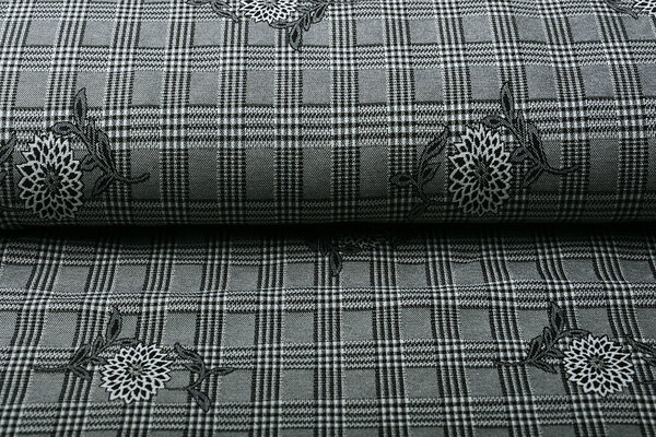 Viscose Stretch Bengaline Bloem Ruit