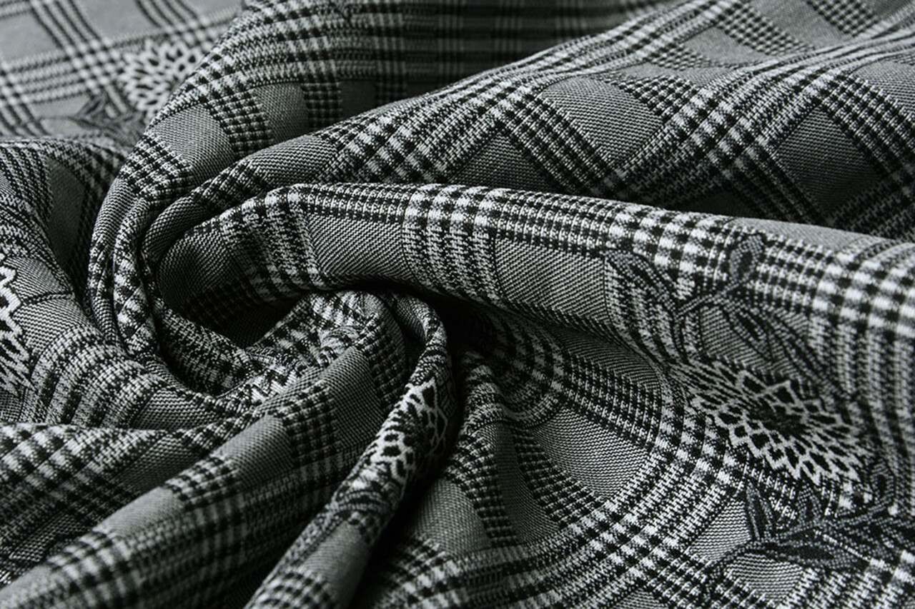 Viskose Stretch Bengaline Blume Karo