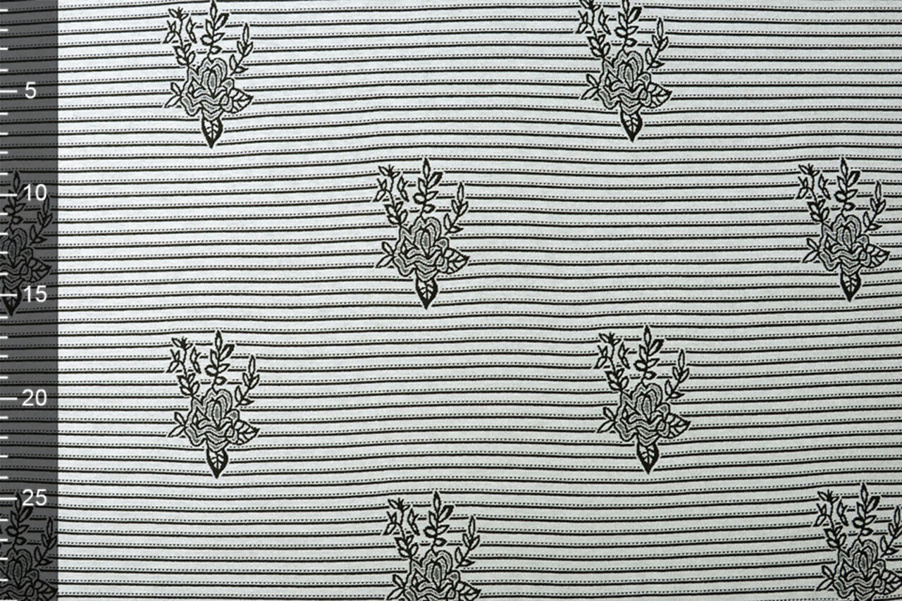 Viskose Stretch Bengaline Blume Streifen