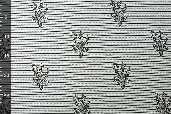Viskose Stretch Bengaline Blume Streifen