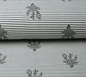 Viscose Stretch Bengaline Flower Stripes