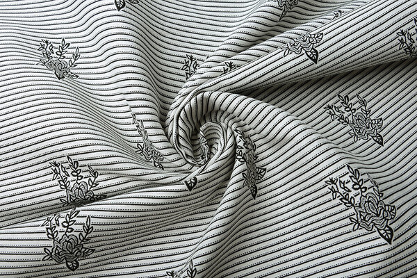 Viskose Stretch Bengaline Blume Streifen