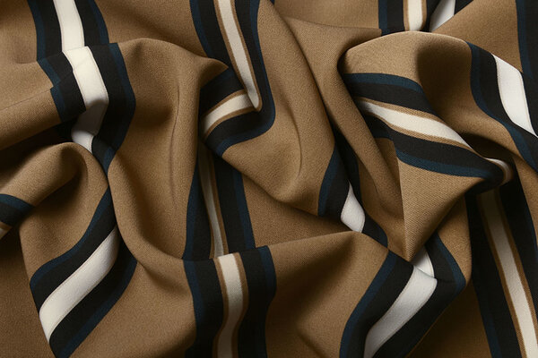 Crepe Printed Lizzy Stripes Mocha Brown