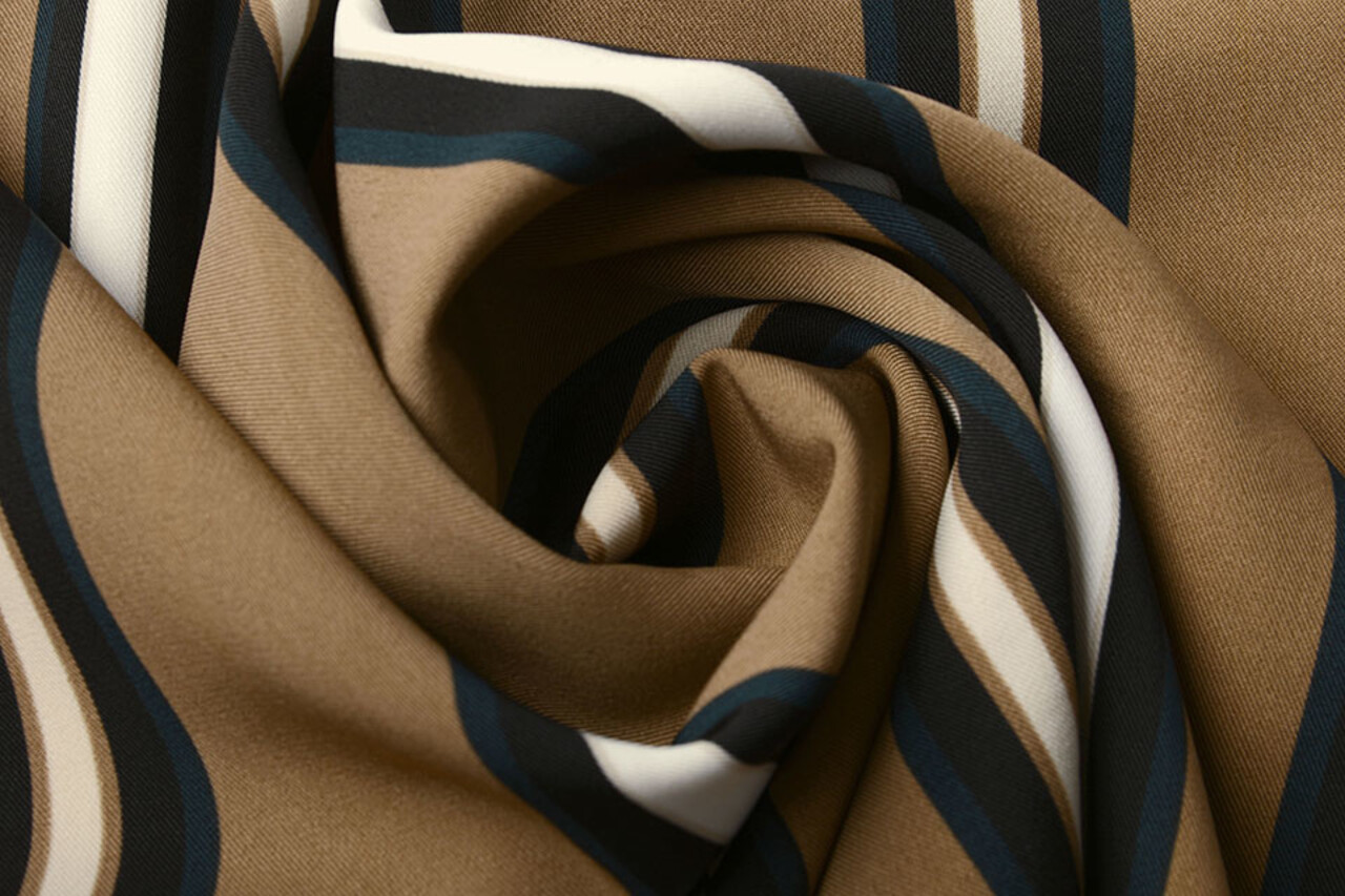 Crepe Printed Lizzy Stripes Mocha Brown