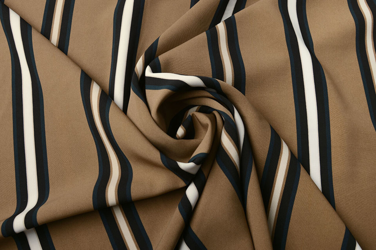 Crepe Printed Lizzy Stripes Mocha Brown