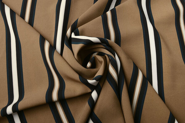 Crepe Printed Lizzy Stripes Mocha Brown
