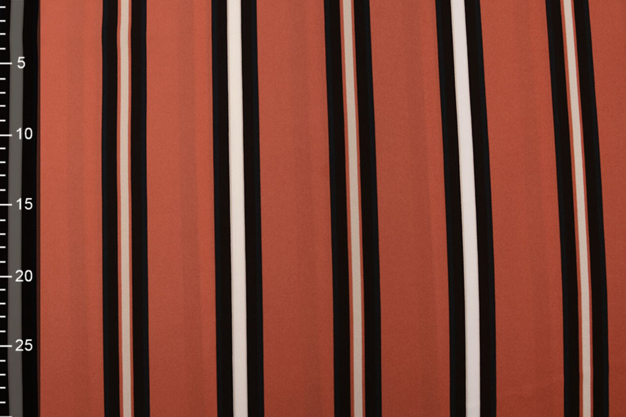 Crepe Printed Lizzy Stripes Orange Brique Crepe Printed Lizzy Stripes Orange Brique