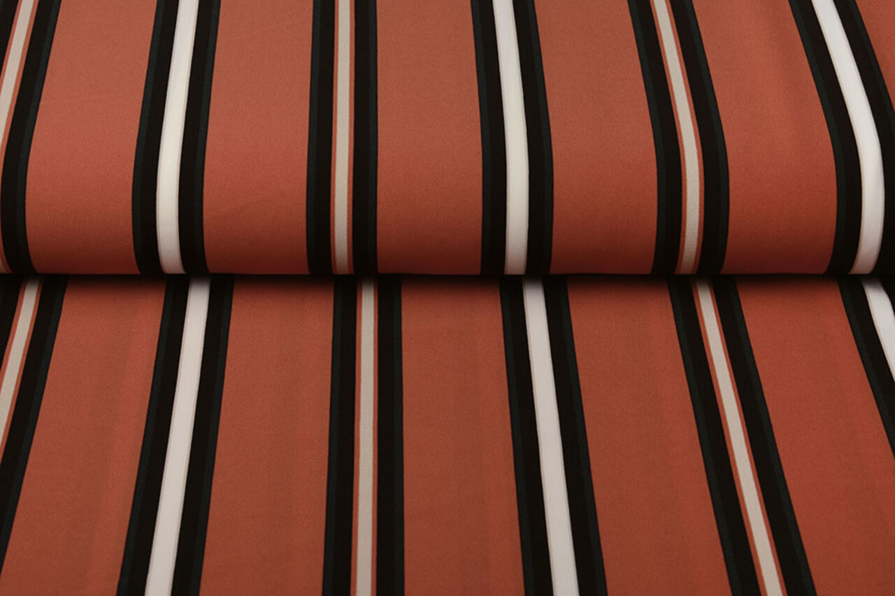 Crepe Printed Lizzy Stripes Orange Brique Crepe Printed Lizzy Stripes Orange Brique