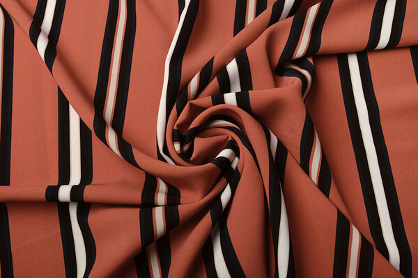 Crepe Printed Lizzy Stripes Orange Brique Crepe Printed Lizzy Stripes Orange Brique