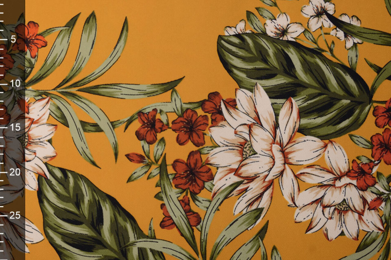 Scuba Crepe Printed Twill Flower Ocher Scuba Crepe Printed Twill Flower Ocher