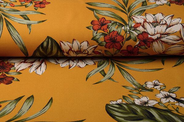Scuba Crepe Bedruckt Twill Flower Ocker Scuba Crepe Bedruckt Twill Flower Ocker