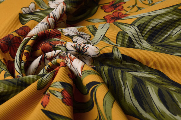 Scuba Crepe Printed Twill Flower Ocher Scuba Crepe Printed Twill Flower Ocher