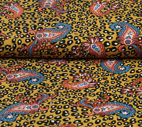 100% Viscose Panter Paisley Oker Geel 100% Viscose Panter Paisley Oker Geel