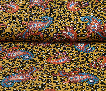 100% Viskose Panther Paisley Ockergelb