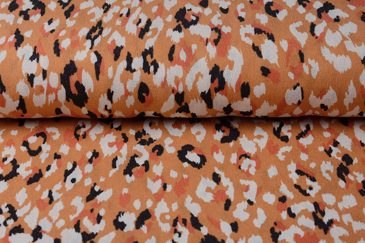 Jersey Viscose Crêpe Léopard Swipes Orange