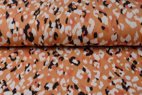 Jersey Viscose Crêpe Léopard Swipes Orange