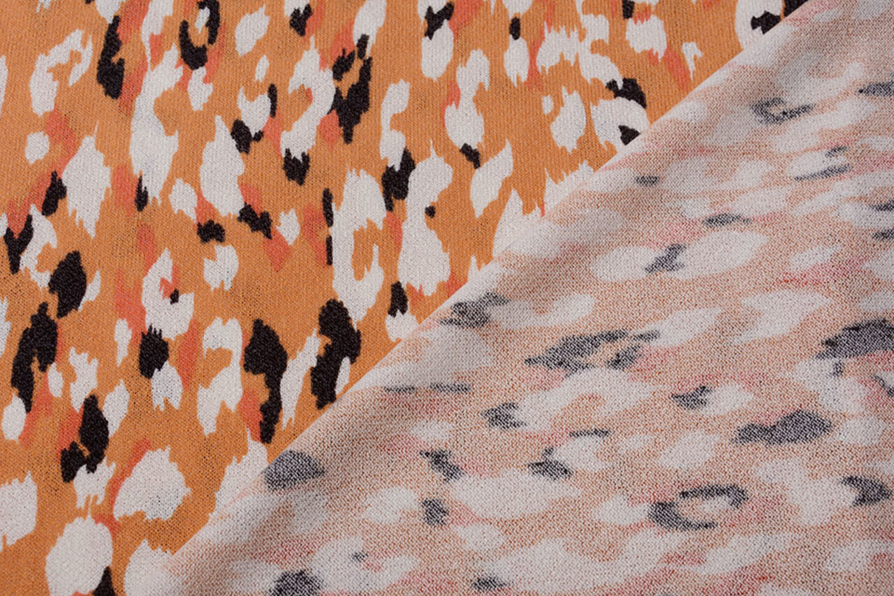 Jersey de Viscosa Crepé Leopardo Swipes Naranja Jersey de Viscosa Crepé Leopardo Swipes Naranja