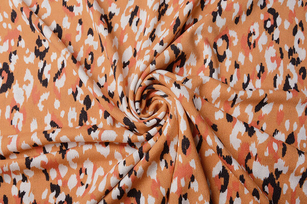 Jersey de Viscosa Crepé Leopardo Swipes Naranja Jersey de Viscosa Crepé Leopardo Swipes Naranja