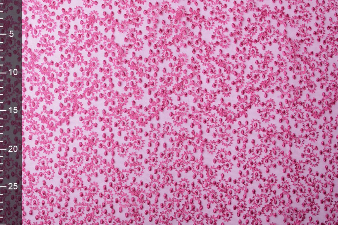 Netz Bestickt Stern Blume Fuchsia