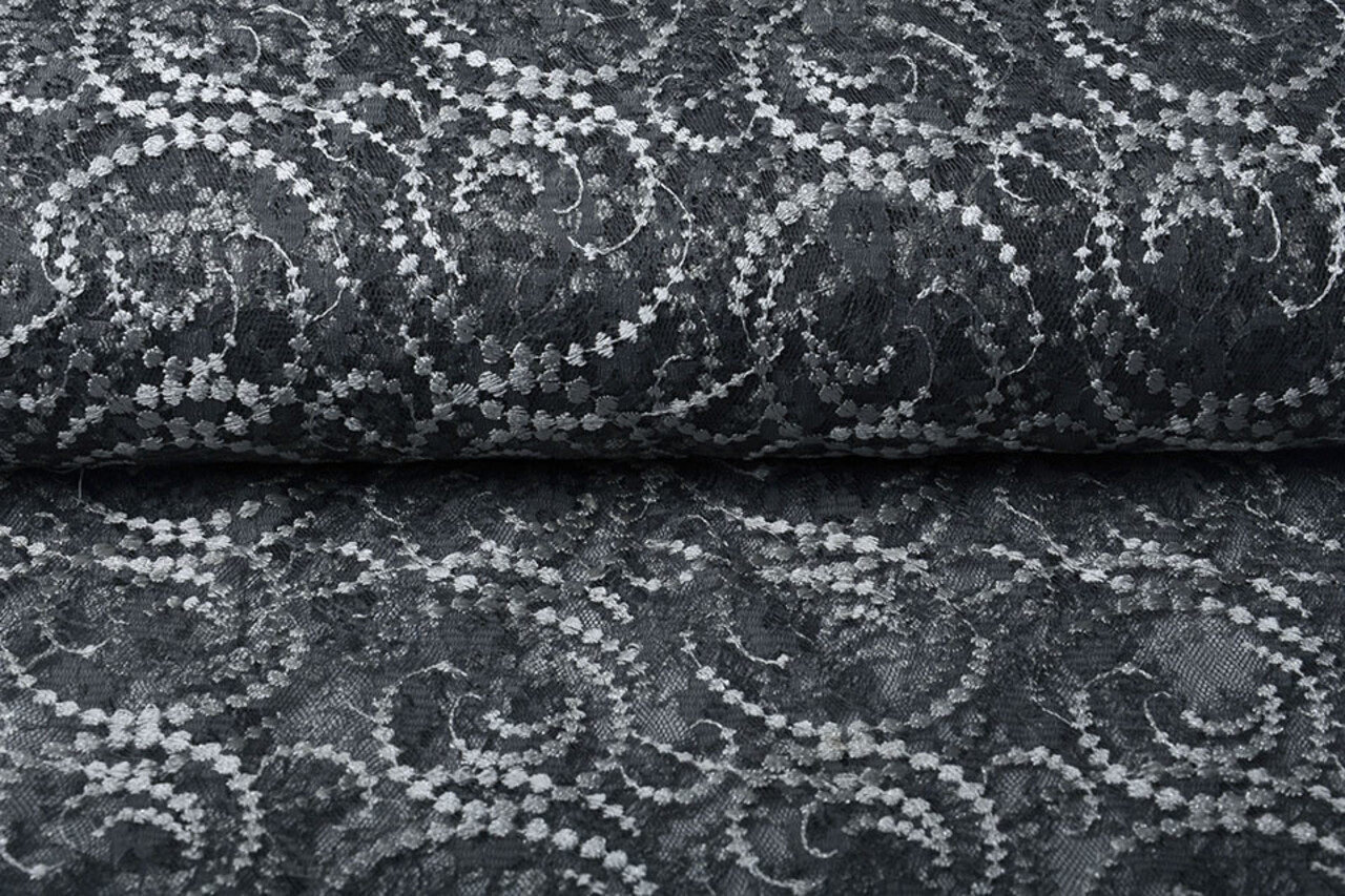 Embroidered Lace Louisa Grey Silver