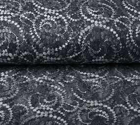 Gestickte Spitze Louisa Grau Silber