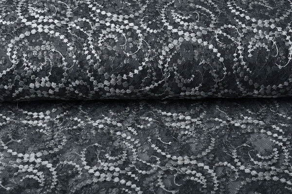 Embroidered Lace Louisa Grey Silver