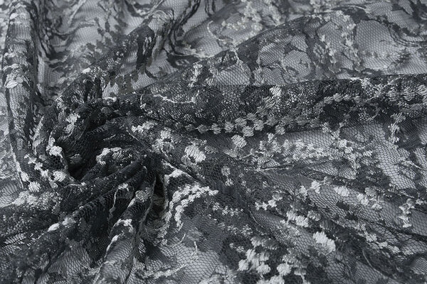 Geborduurd Kant Louisa Grijs Zilver