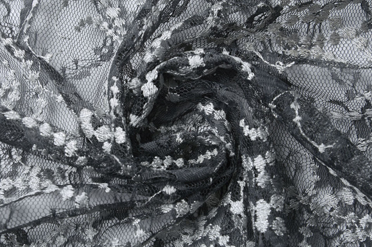 Embroidered Lace Louisa Grey Silver