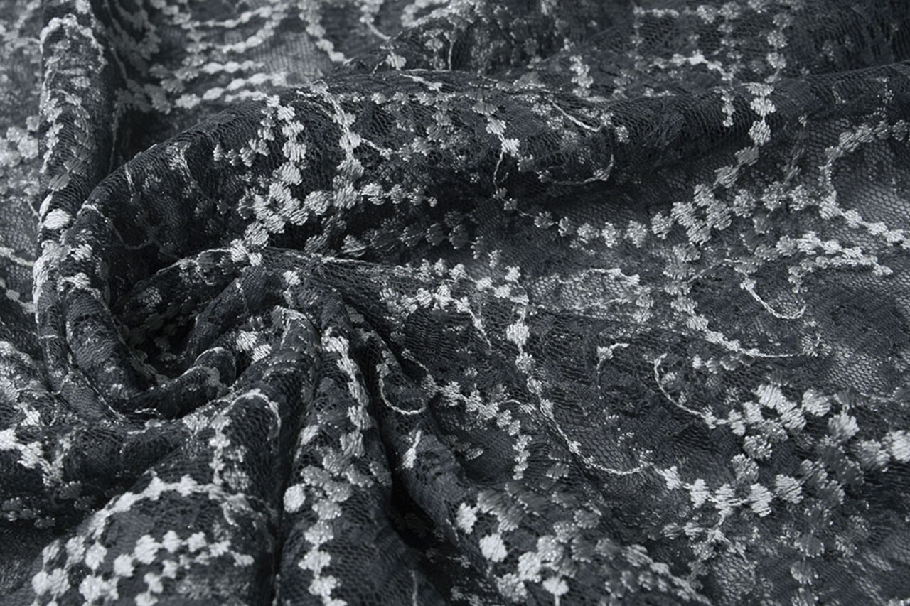 Embroidered Lace Louisa Grey Silver